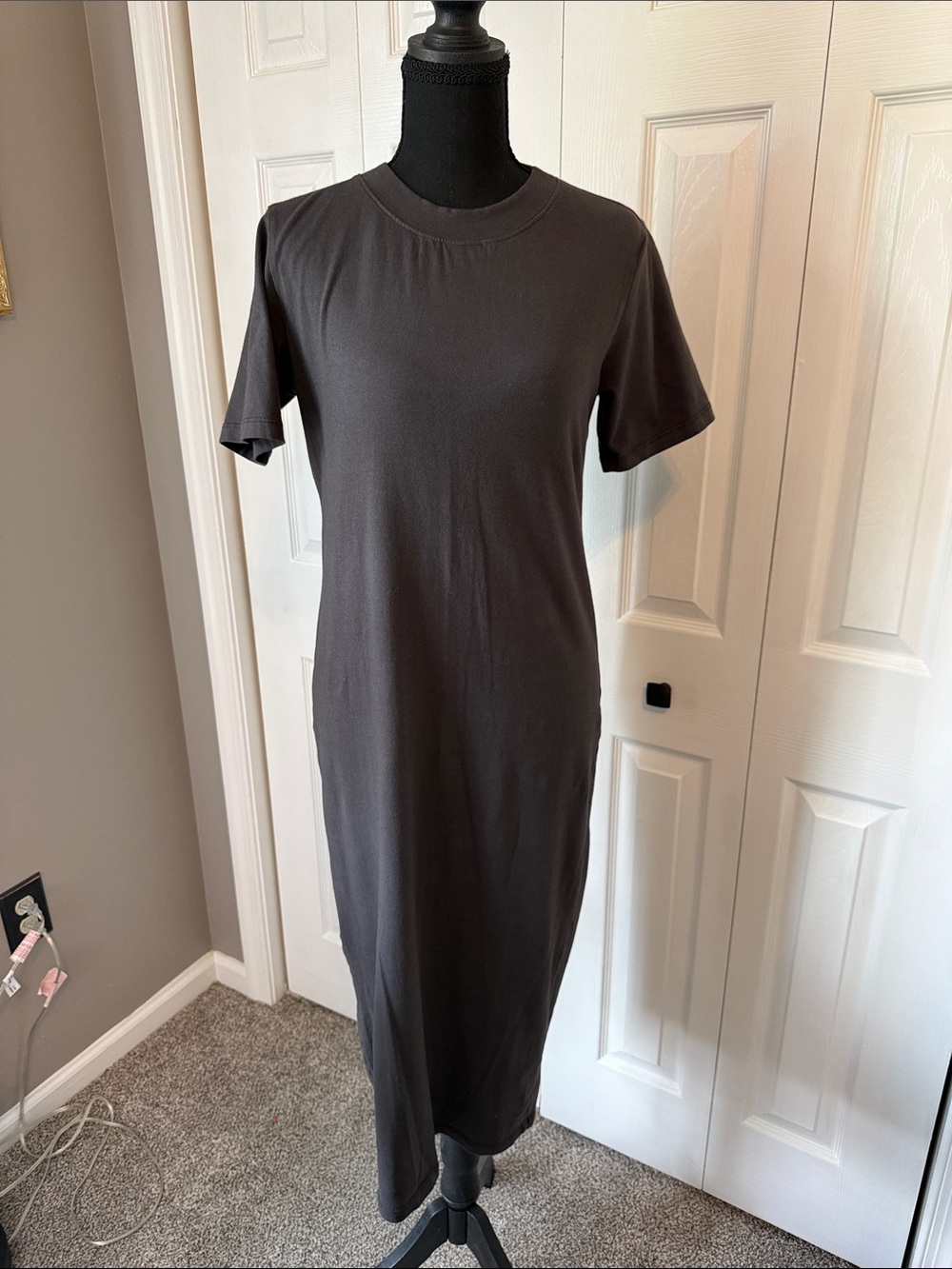 Michael Stars Dark Gray Short-Sleeve Midi Dress
